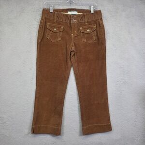 Y2K Aeropostale Pants Womens 3/4 Brown Corduroy Low Rise Utility Capri Indie 90s